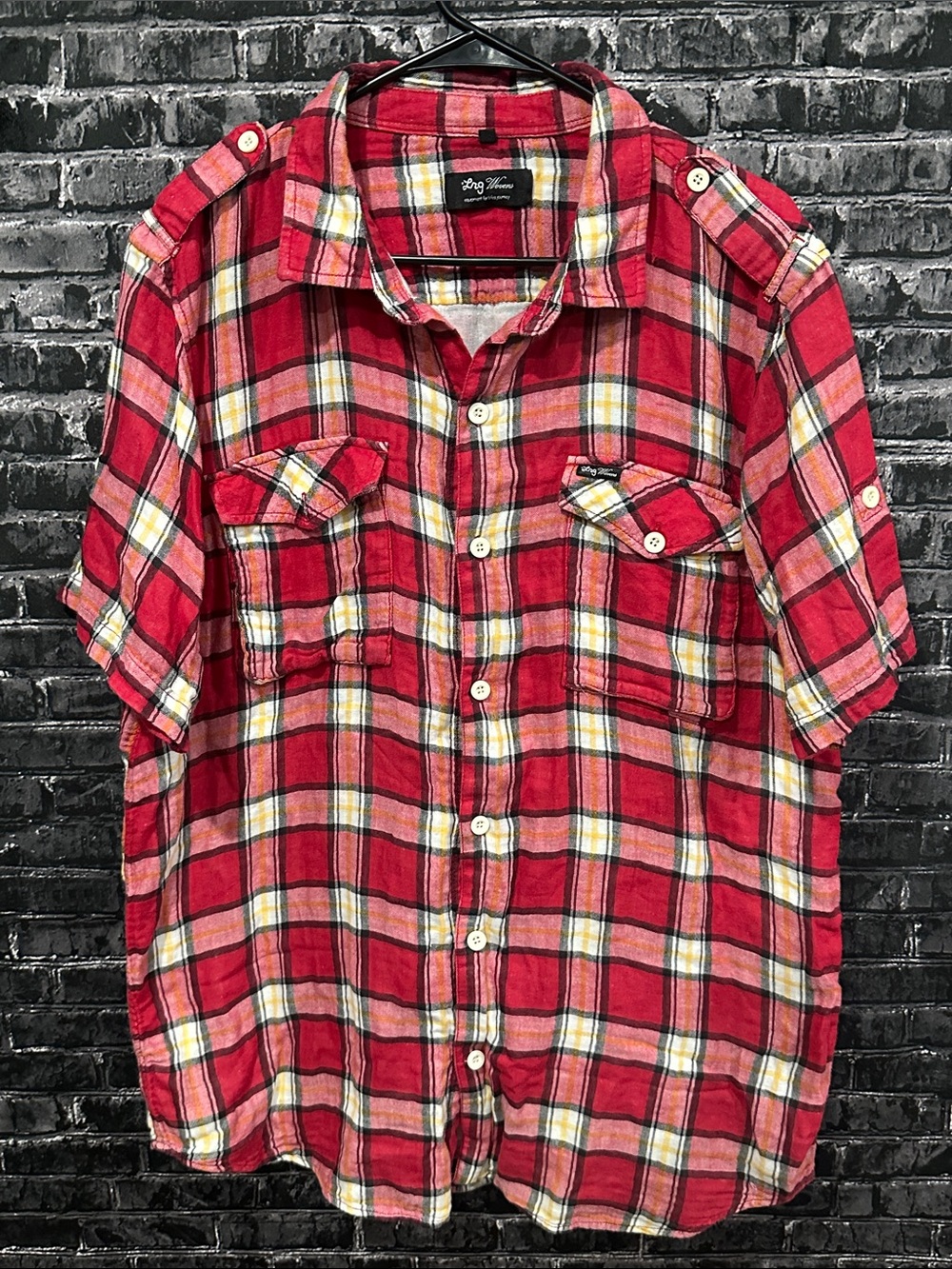 Lrg Wovens Red Plaid Short Sleeve Button-Down Shirt